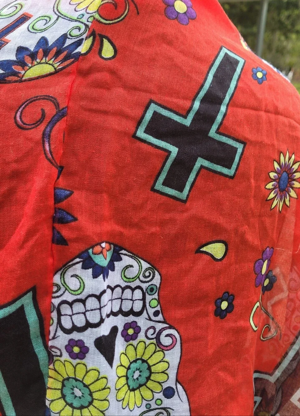 Day Of The Dead ~ Sugar Skull ~ Boho Red Infinity Scarf ❤️ GORGEOUS!!!